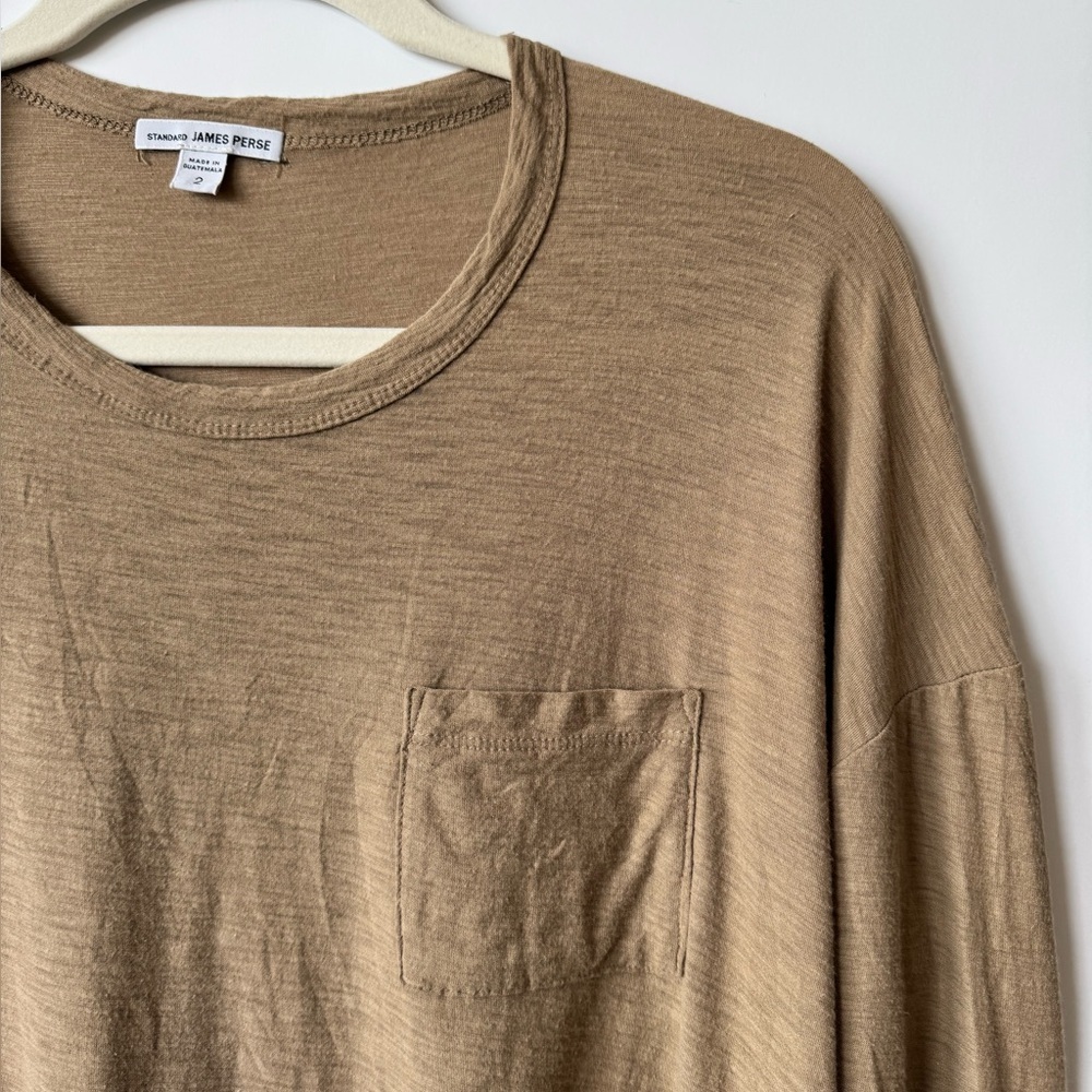 Standard James Perse long sleeve pocket tee shirt tan - Picture 3 of 8